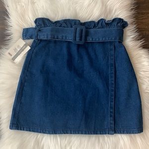ASOS Design Denim Mini Skirt with Paperbag Waist
